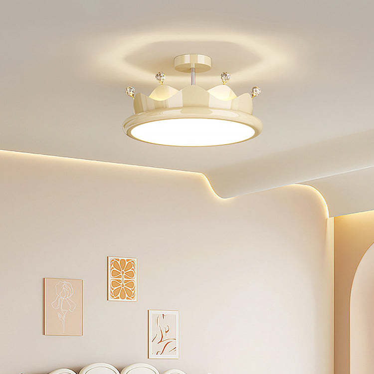 Contemporary Iron Crystal Crown Ceiling Light