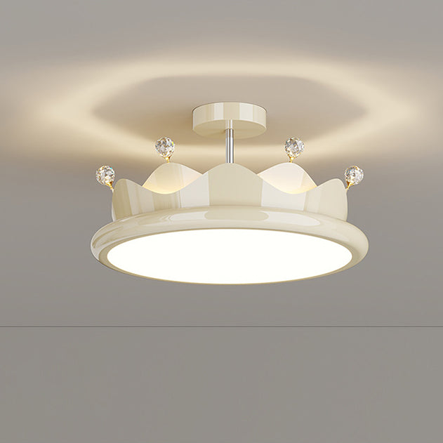 Contemporary Iron Crystal Crown Ceiling Light