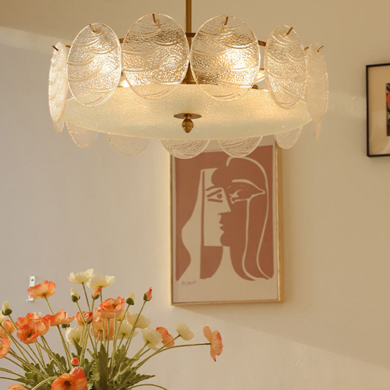 French Iron Glass Round Semi-Flush Ceiling Light — 220V-240V For UK/AU