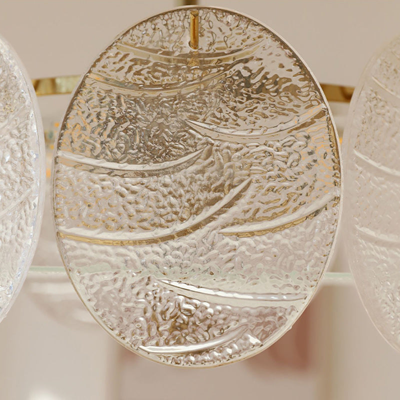 French Iron Glass Round Semi-Flush Ceiling Light