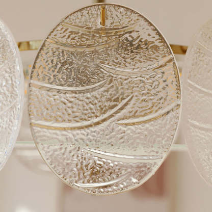 French Iron Glass Round Semi-Flush Ceiling Light