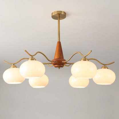 French Iron Wood Elliptical Glass Chandelier — 8 / Beige / 110V-120V For US/CA