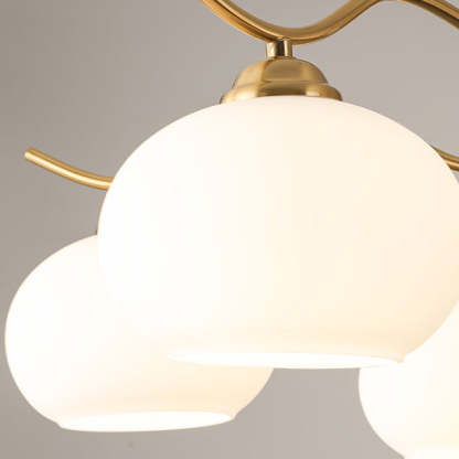 French Iron Wood Elliptical Glass Chandelier — 6 / Beige / 220V-240V For UK/AU