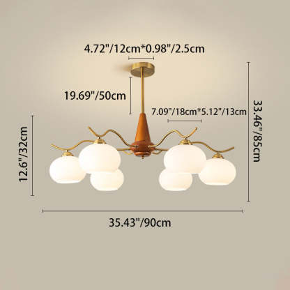 French Iron Wood Elliptical Glass Chandelier — 6 / White / 110V-120V For US/CA