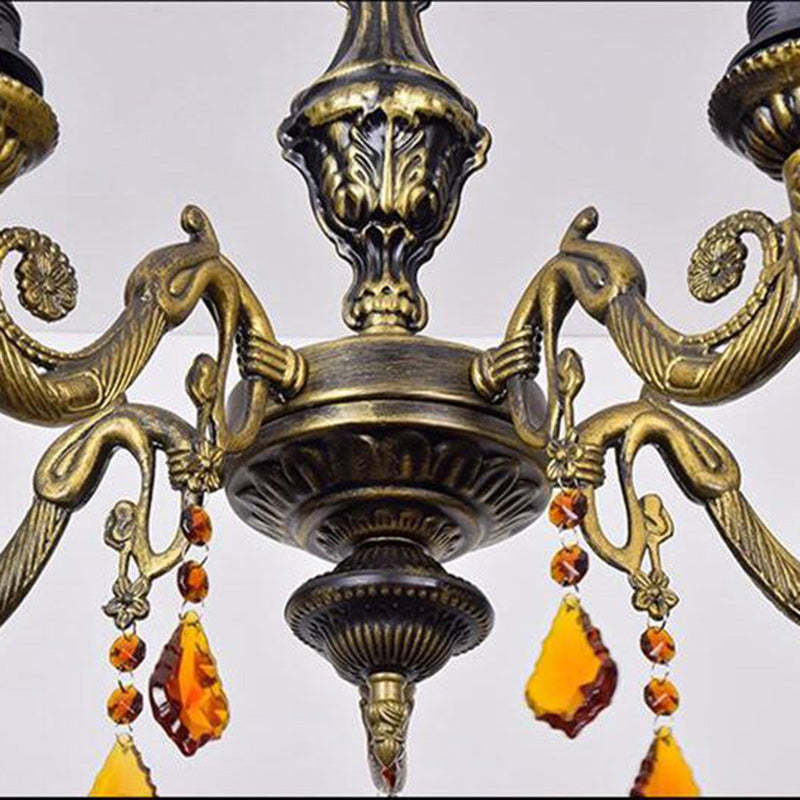 Tiffany Iron Alloy Glass Irregular Branch Cup Chandelier
