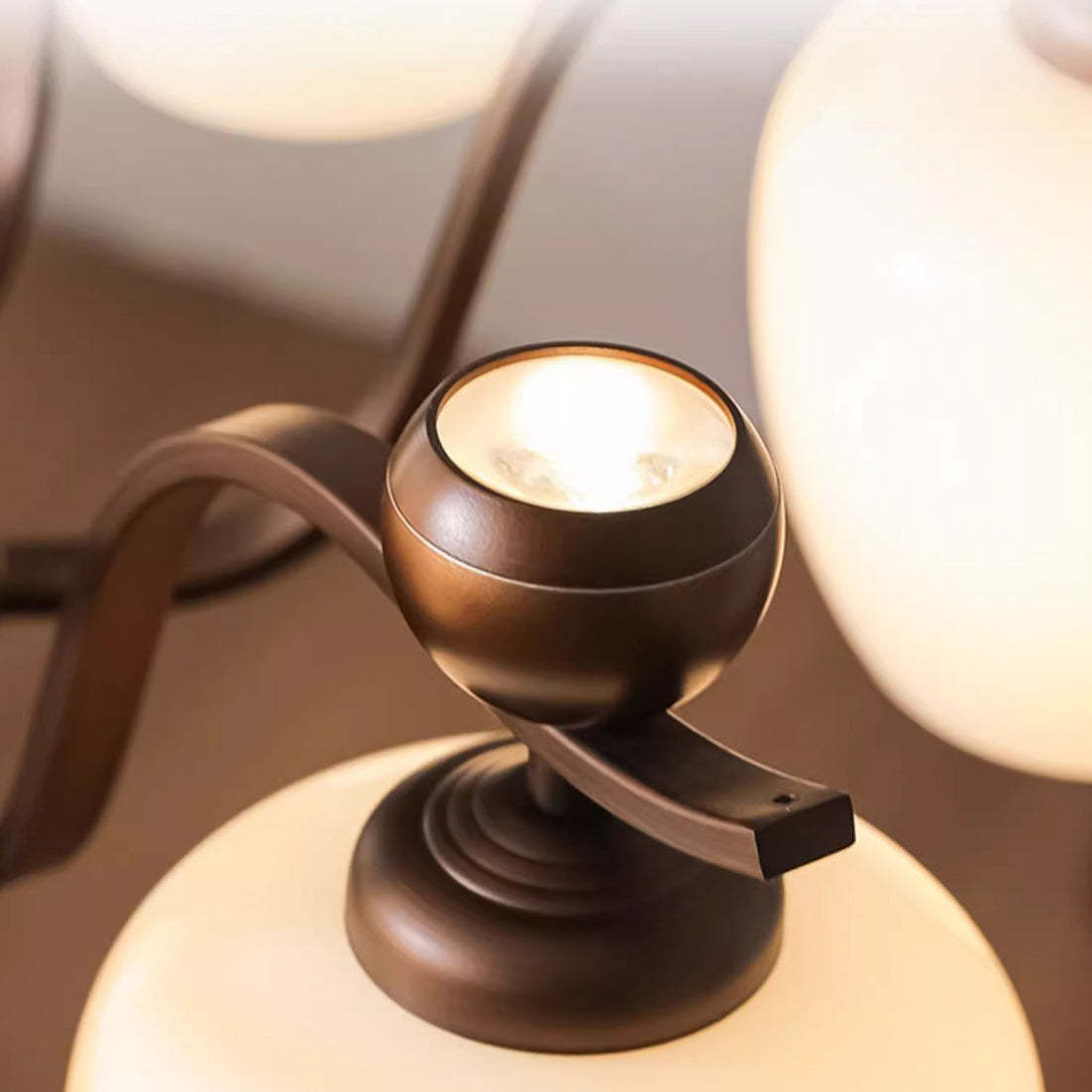 Retro Iron Glass Branch Bent Rod Cup Chandelier