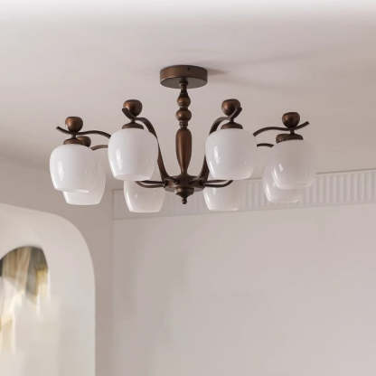 Retro Iron Glass Branch Bent Rod Cup Chandelier