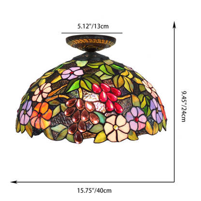 Traditional Tiffany Colored Dome Ceiling Light