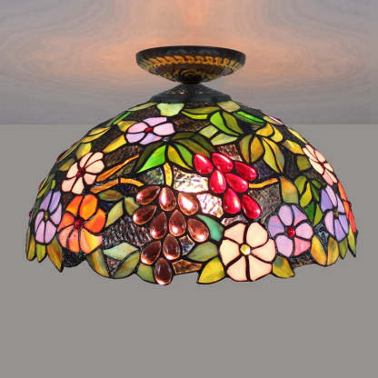 Traditional Tiffany Colored Dome Ceiling Light