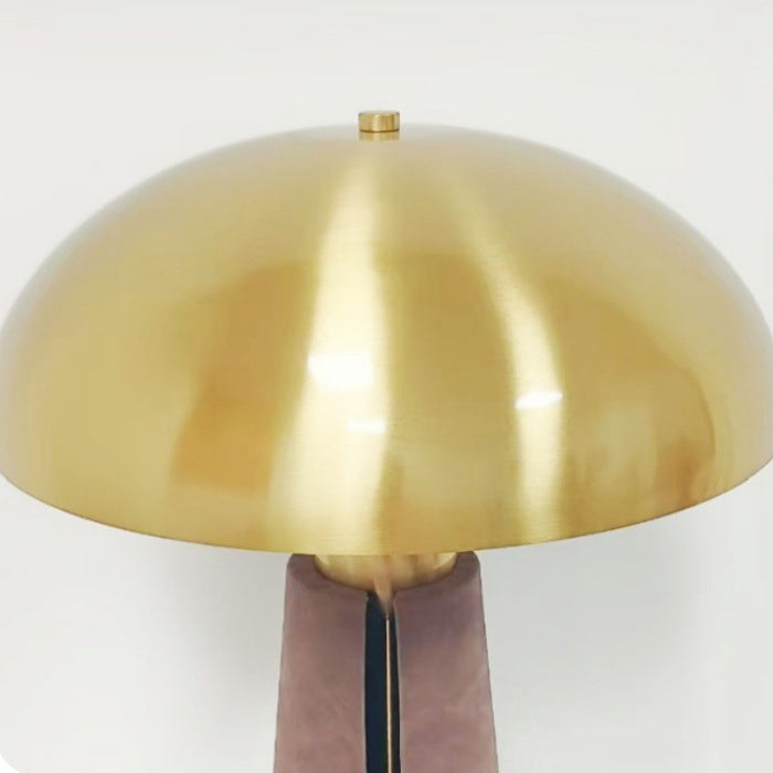 Mid-Century Iron Leather Mushroom Table Lamp