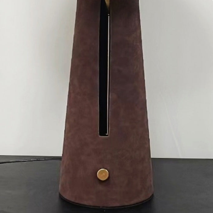 Mid-Century Iron Leather Mushroom Table Lamp