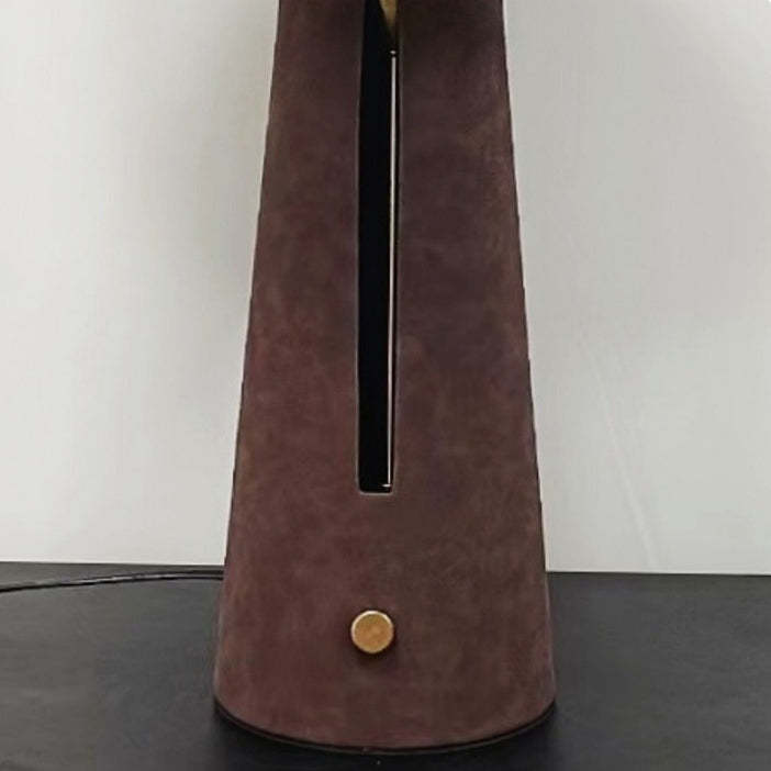 Mid-Century Iron Leather Mushroom Table Lamp