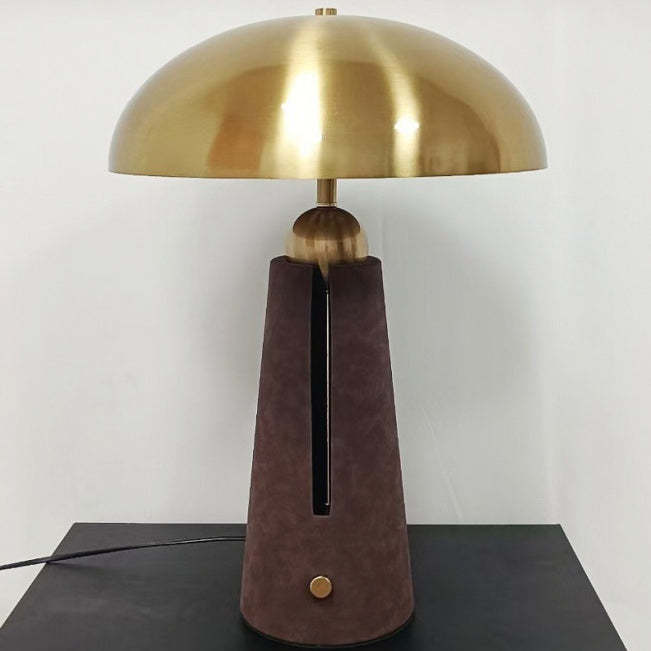 Mid-Century Iron Leather Mushroom Table Lamp — 220V-240V For UK/AU