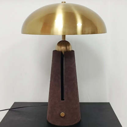 Mid-Century Iron Leather Mushroom Table Lamp — 220V-240V For UK/AU