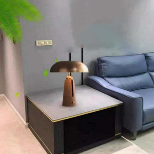 Mid-Century Iron Leather Mushroom Table Lamp