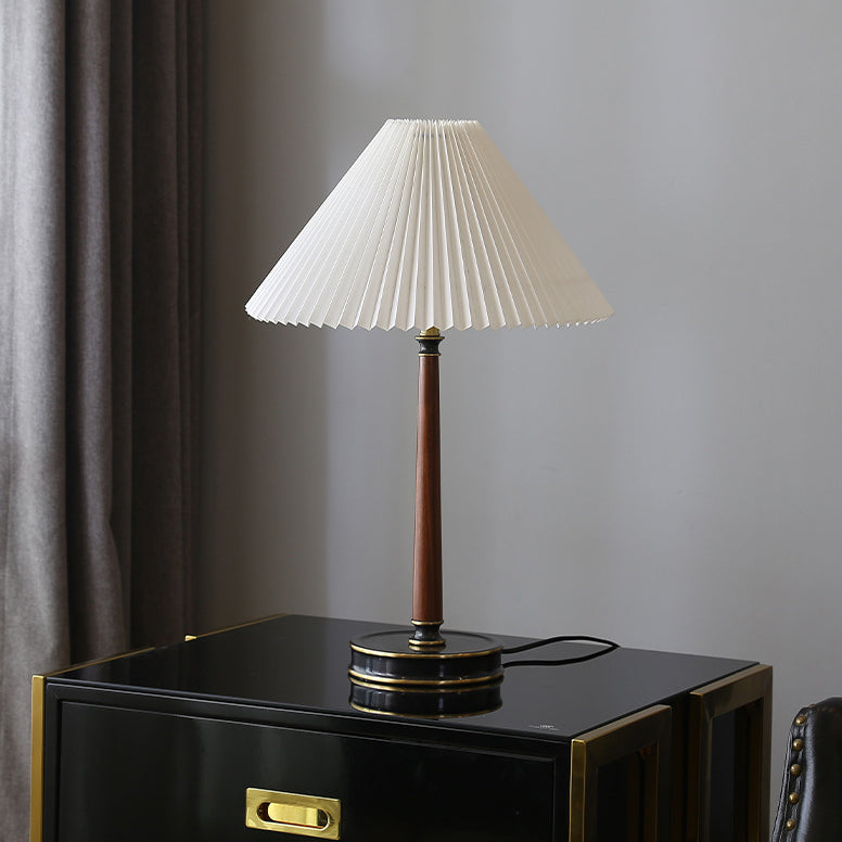 Lighom pleated cone metal table lamps for bedroom — 220V-240V (UK/AU