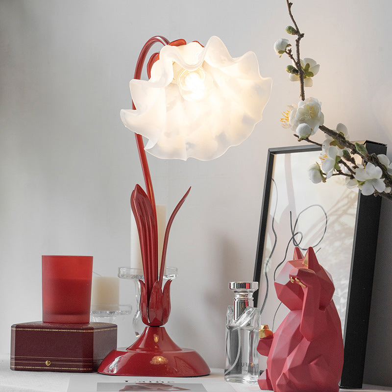 Traditional floral red table lamps, Lighom — 220V-240V (UK/AU)