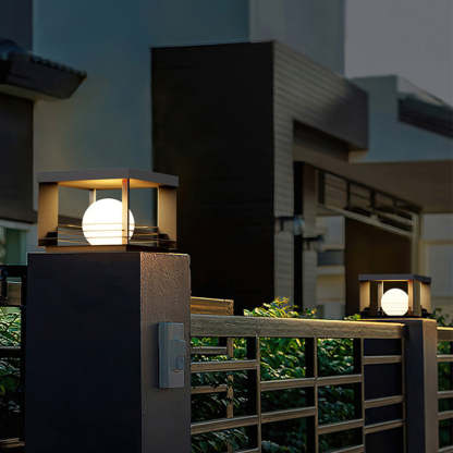Minimalist Solar Globe Post Light