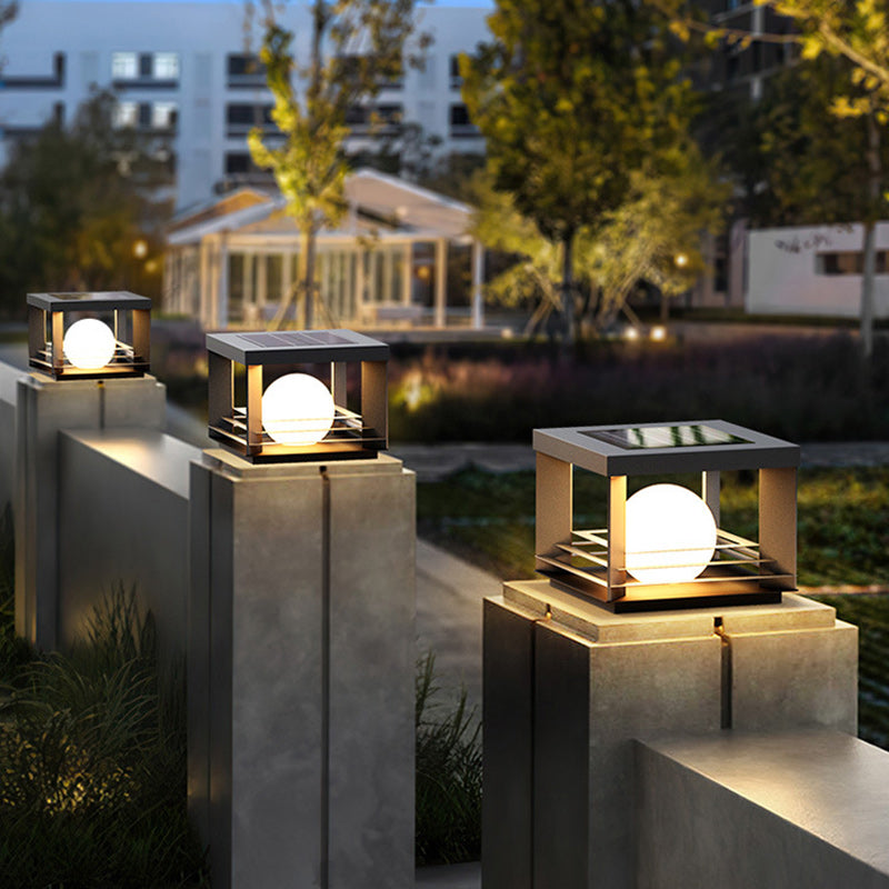 Minimalist Solar Globe Post Light