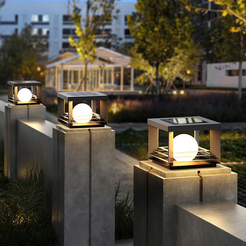 Minimalist Solar Globe Post Light