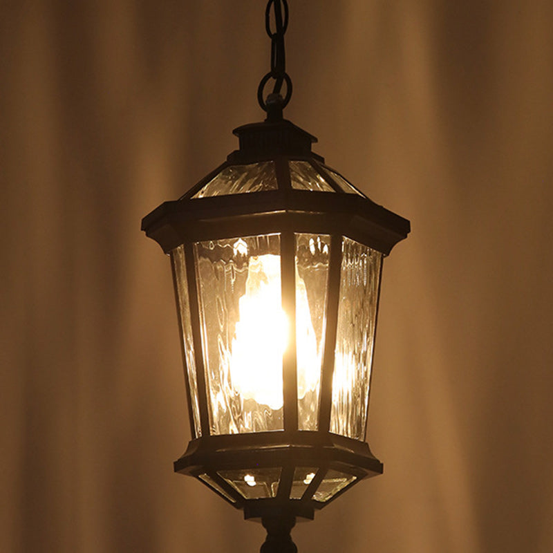 Vintage Aluminum Ripple Glass Octagonal Pendant Light