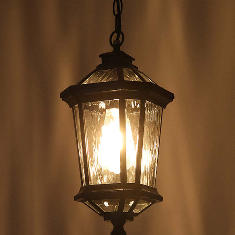 Vintage Aluminum Ripple Glass Octagonal Pendant Light