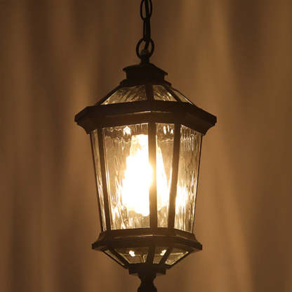 Vintage Aluminum Ripple Glass Octagonal Pendant Light