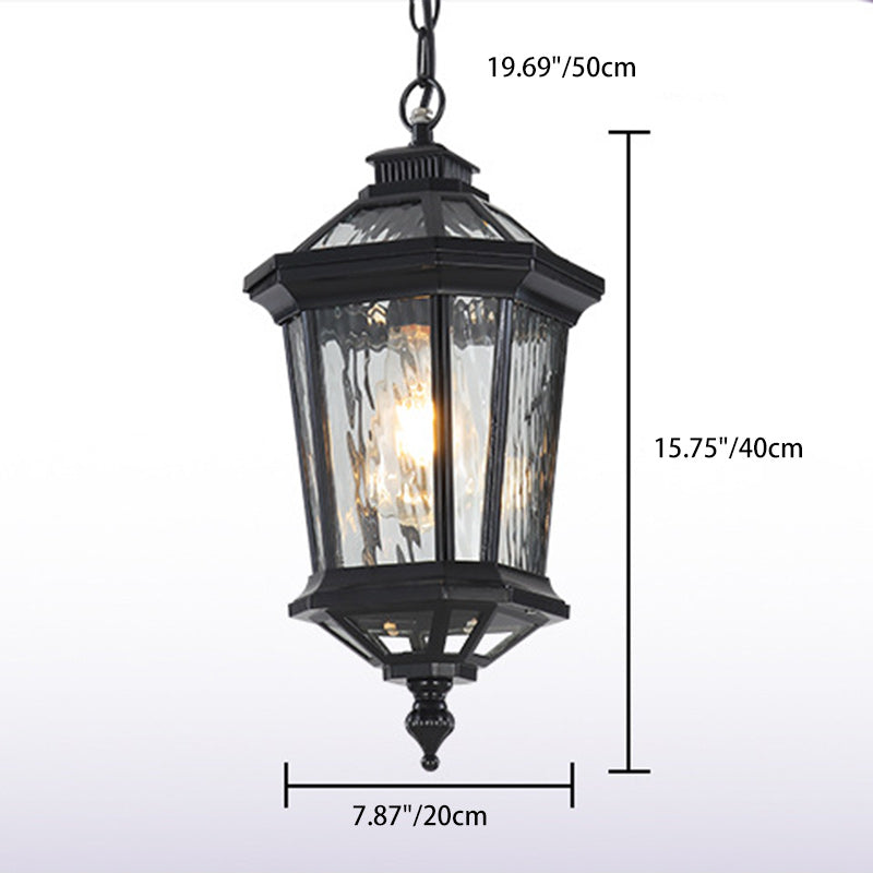 Vintage Aluminum Ripple Glass Octagonal Pendant Light — B / 220V-240V For UK/AU