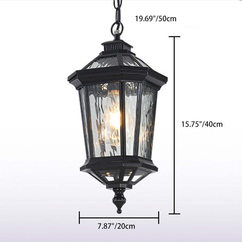Vintage Aluminum Ripple Glass Octagonal Pendant Light — B / 220V-240V For UK/AU