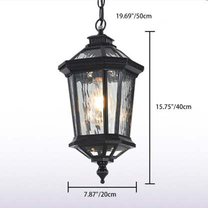 Vintage Aluminum Ripple Glass Octagonal Pendant Light — B / 220V-240V For UK/AU