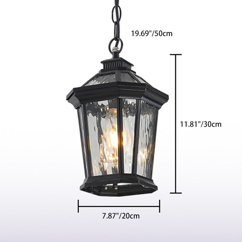 Vintage Aluminum Ripple Glass Octagonal Pendant Light