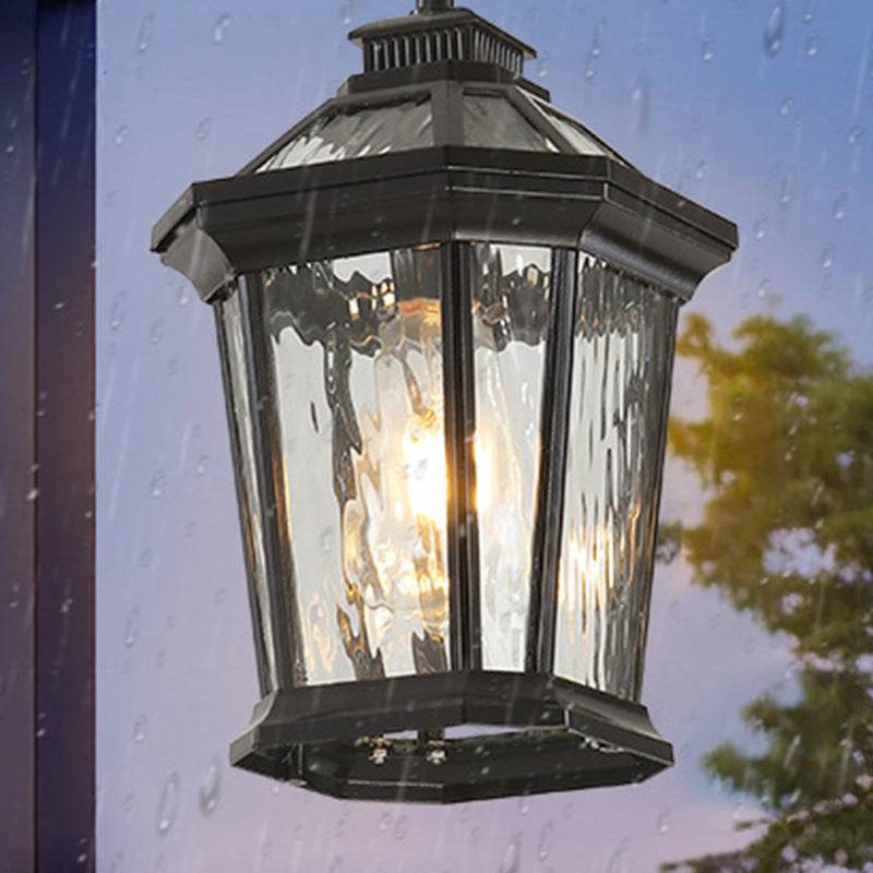 Vintage Aluminum Ripple Glass Octagonal Pendant Light — B / 110V-120V For US/CA