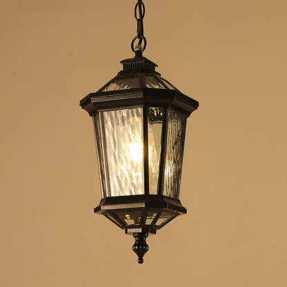 Vintage Aluminum Ripple Glass Octagonal Pendant Light