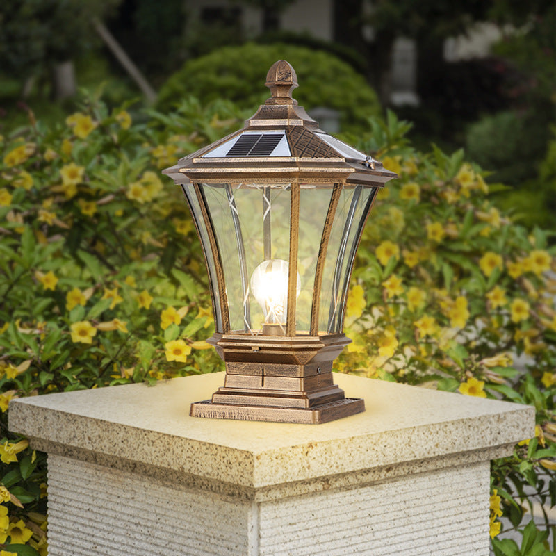 European Solar Aluminum Glass Octagonal LED Post Light