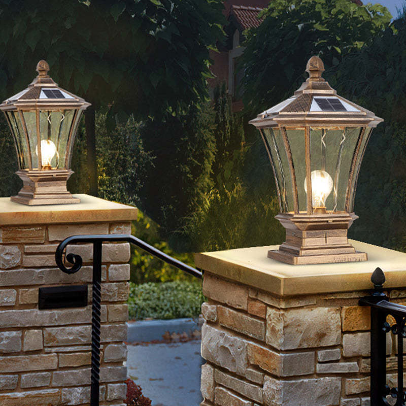 European Solar Aluminum Glass Octagonal LED Post Light