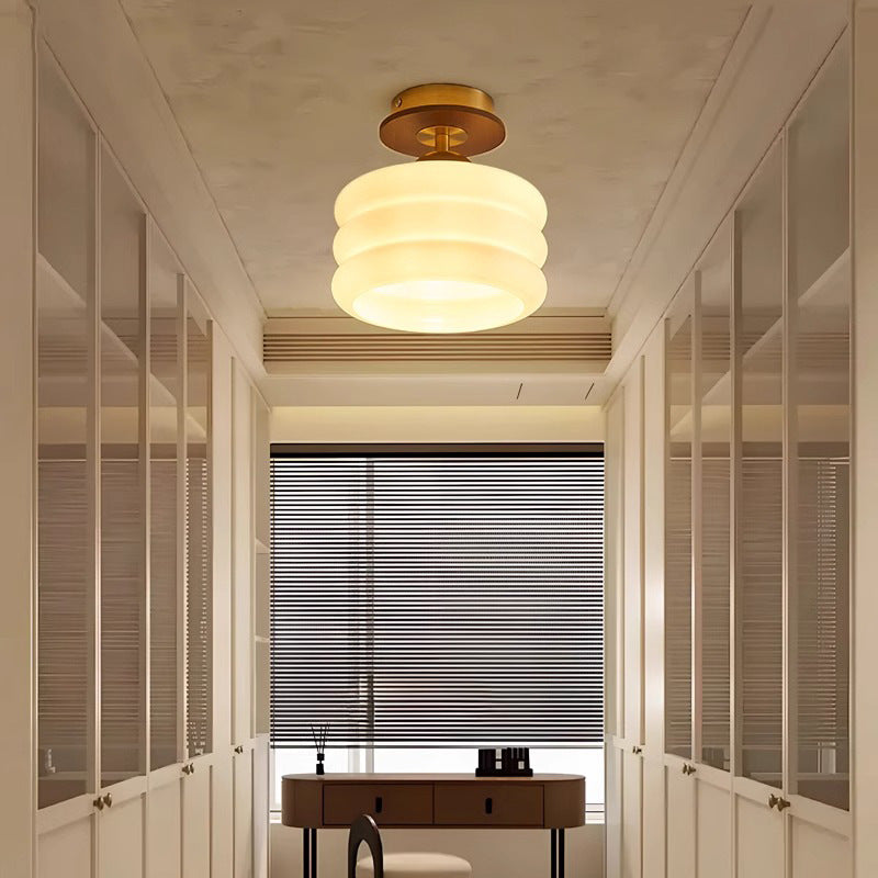 Retro Walnut Floral 1-Light Ceiling Light
