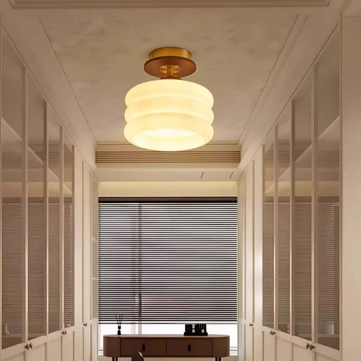 Retro Walnut Floral 1-Light Ceiling Light