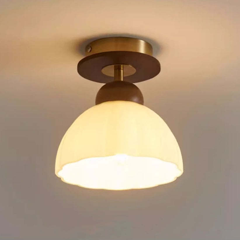 Retro Walnut Floral 1-Light Ceiling Light