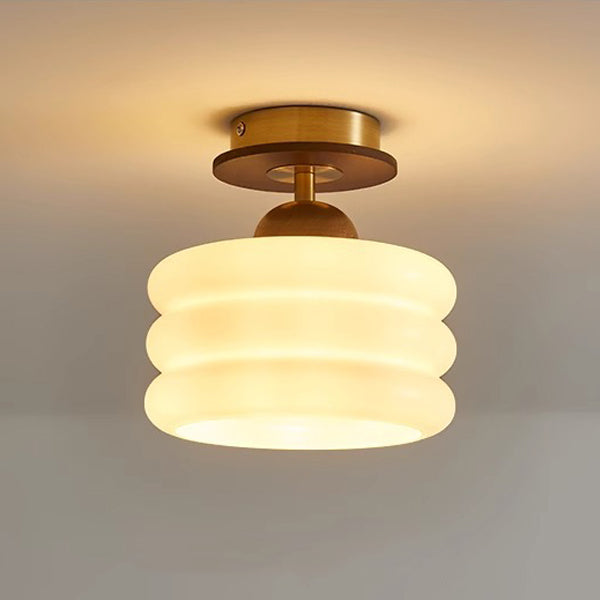 Retro Walnut Floral 1-Light Ceiling Light