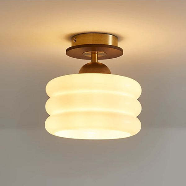Retro Walnut Floral 1-Light Ceiling Light