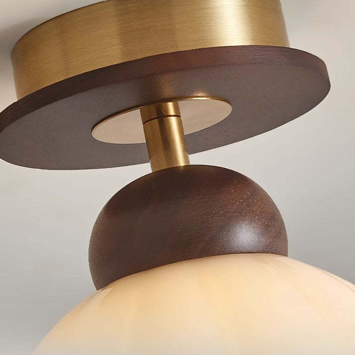 Retro Walnut Floral 1-Light Ceiling Light