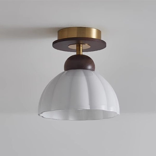Retro Walnut Floral 1-Light Ceiling Light