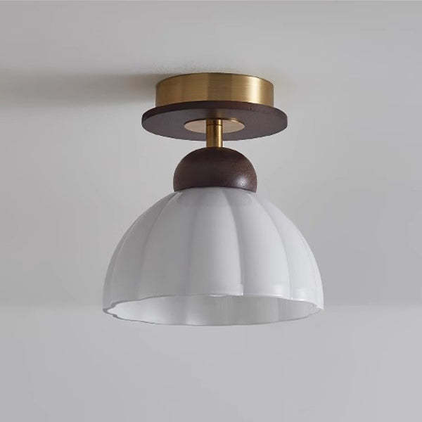 Retro Walnut Floral 1-Light Ceiling Light