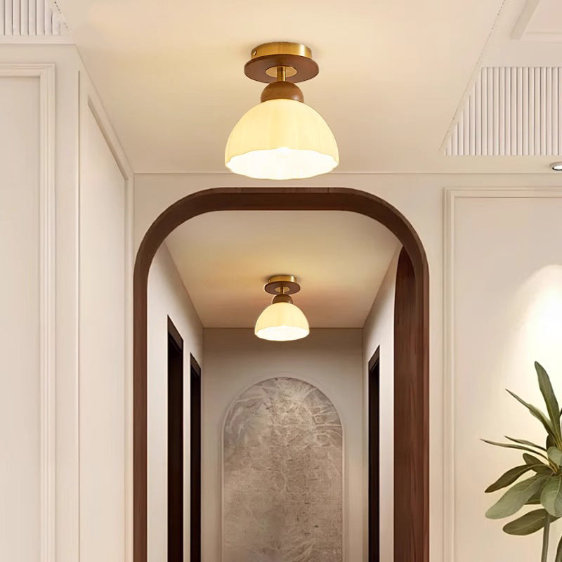 Retro Walnut Floral 1-Light Ceiling Light