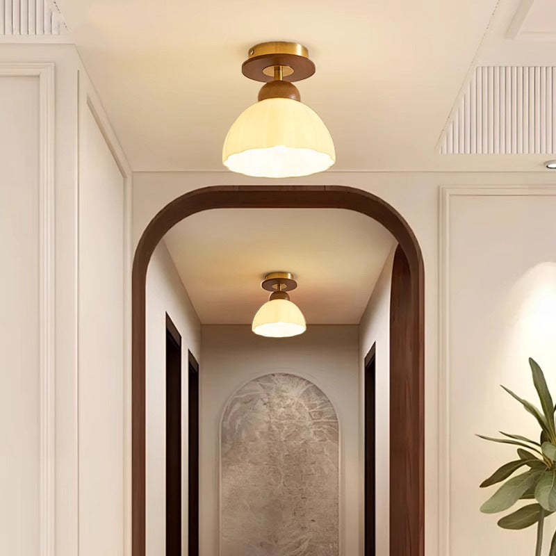 Retro Walnut Floral 1-Light Ceiling Light