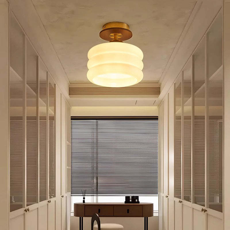 Retro Walnut Floral 1-Light Ceiling Light