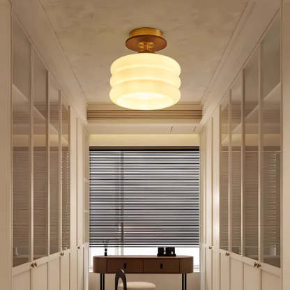 Retro Walnut Floral 1-Light Ceiling Light
