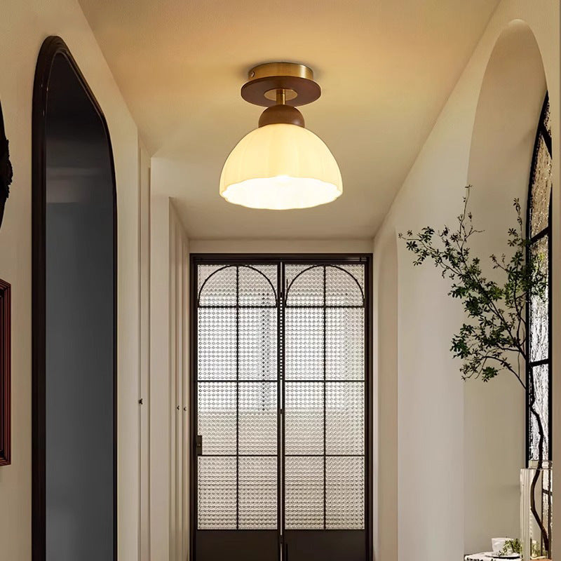 Retro Walnut Floral 1-Light Ceiling Light