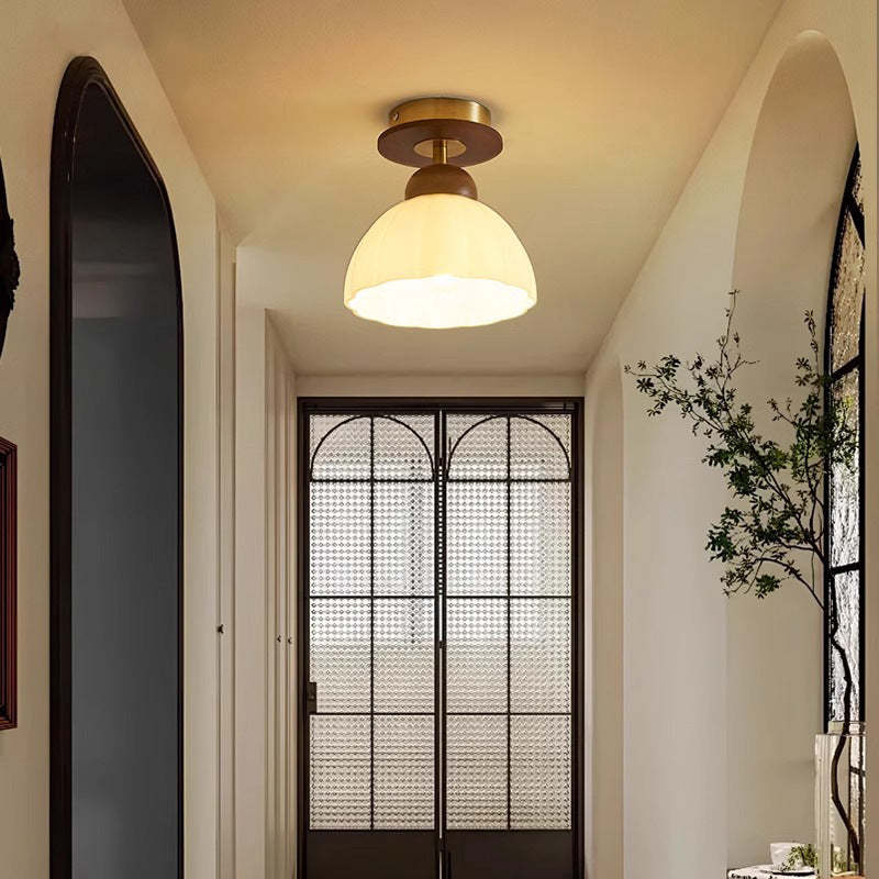 Retro Walnut Floral 1-Light Ceiling Light
