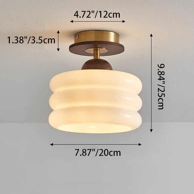Retro Walnut Floral 1-Light Ceiling Light